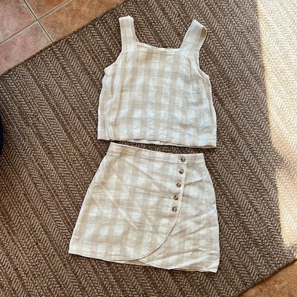 Madewell Gingham Linen Skirt